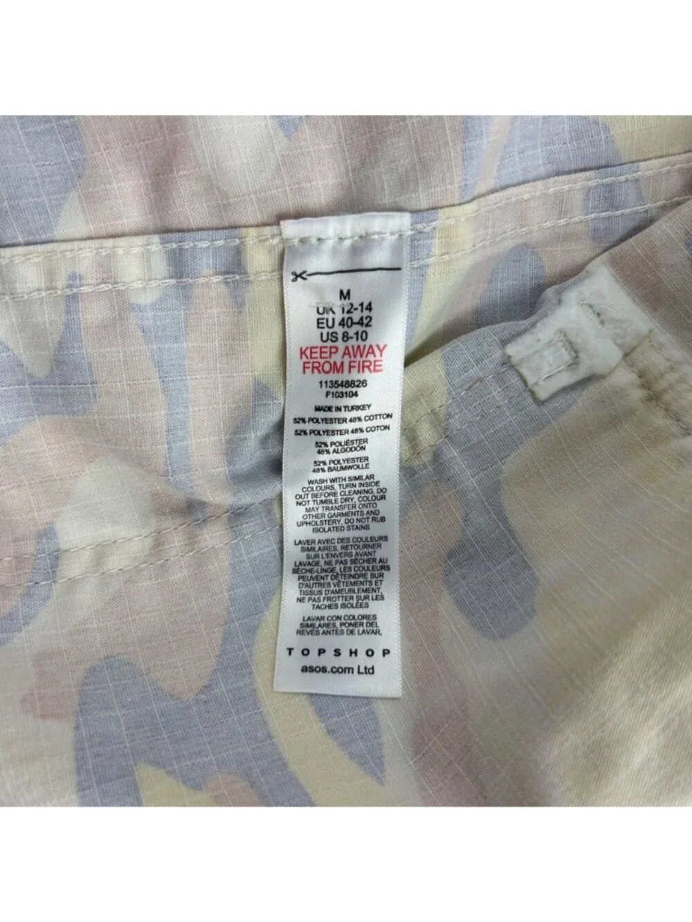 Top Shop Yellow Pastel Camouflage Canvas Field Jacket M 8-10
